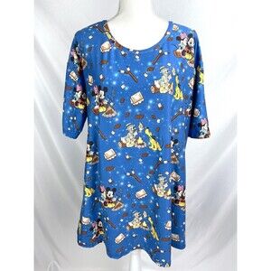 Enchanted Dress Shop Women 2XL Blue Mickey Minnie Mouse Camping S’Mores Shirt